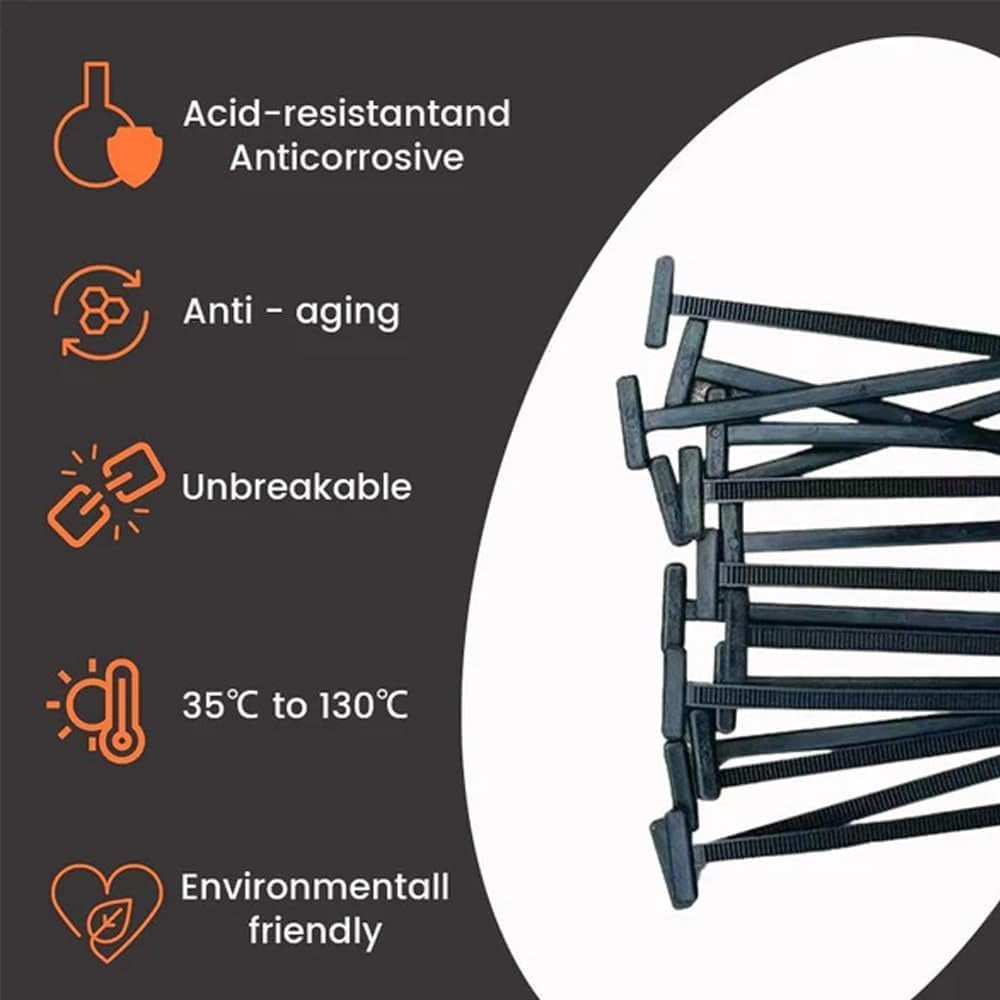 100pcs Heavy-Duty Self-Locking Nylon Cable Ties - UV-Resistant, High-Strength