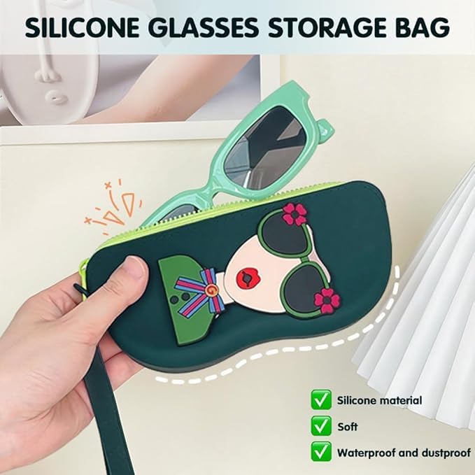 Cute Silicone Sunglass Case with Zipper & Wrist Strap