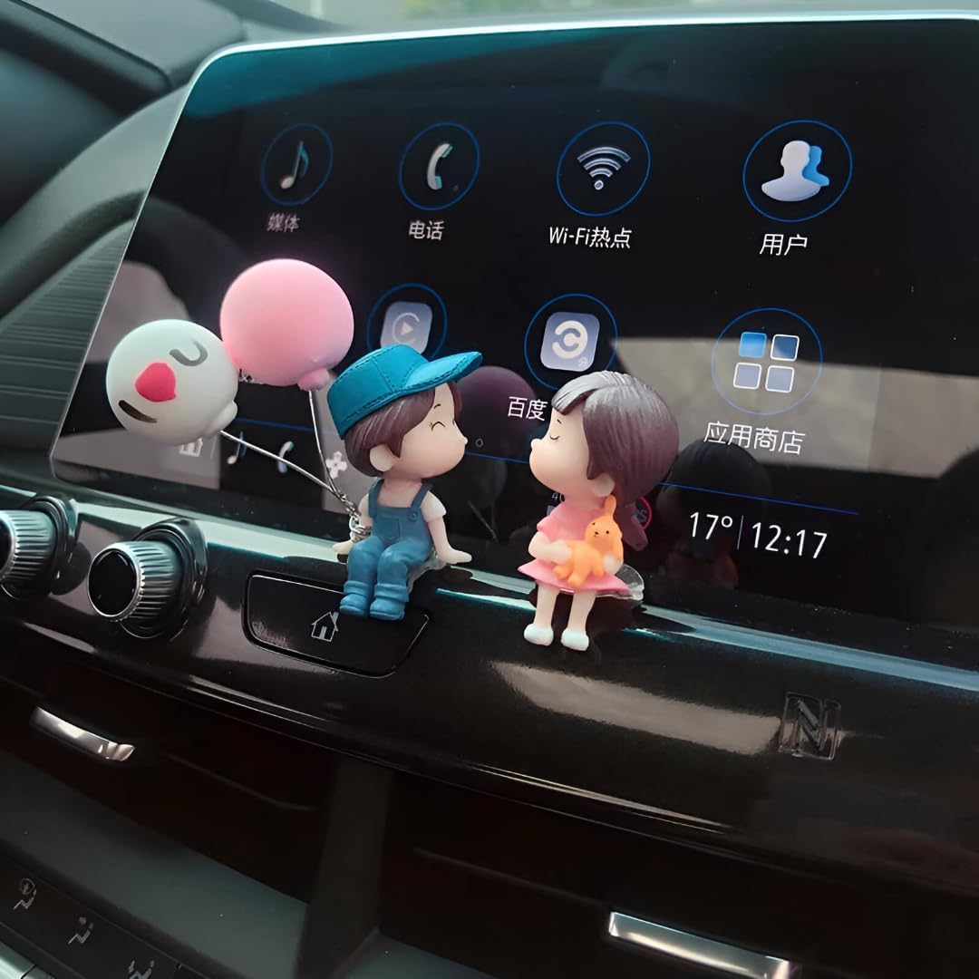 Cute Couple Car Dashboard Showpiece with Balloon
