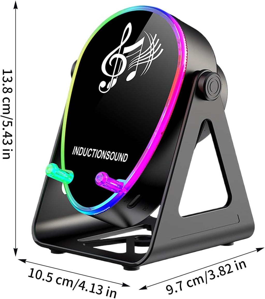 Induction Speaker for Mobile Phones - 180 Degree Rotation, Stereo Sound with Light