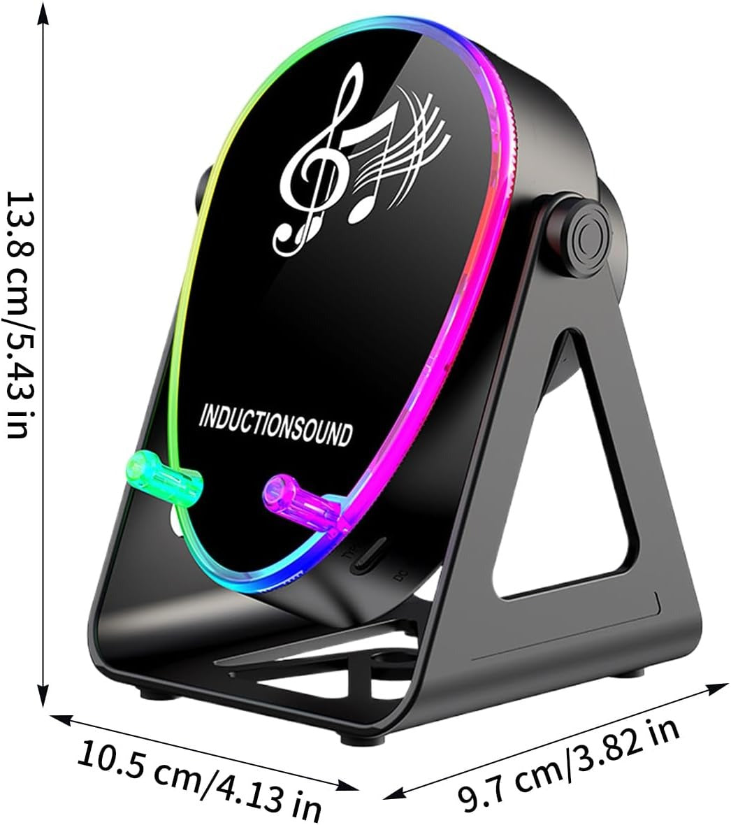 Induction Speaker for Mobile Phones - 180 Degree Rotation, Stereo Sound with Light