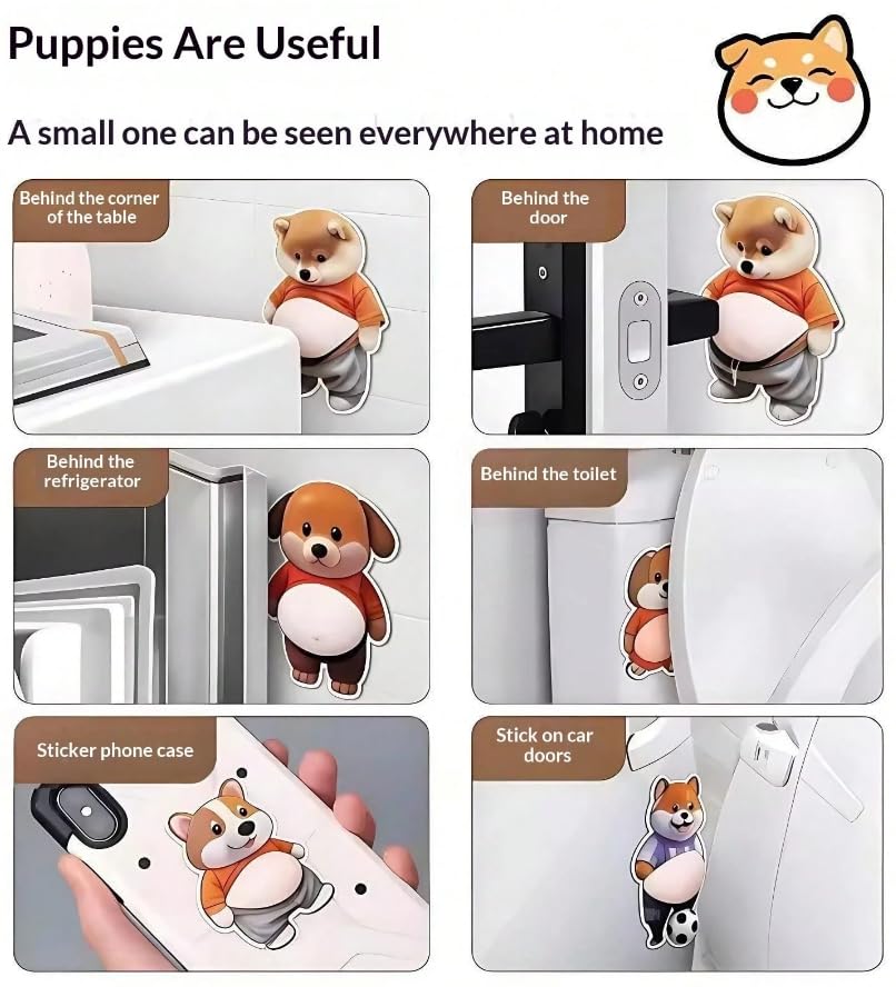 3D Cute Dog Door Stopper Wall Protector