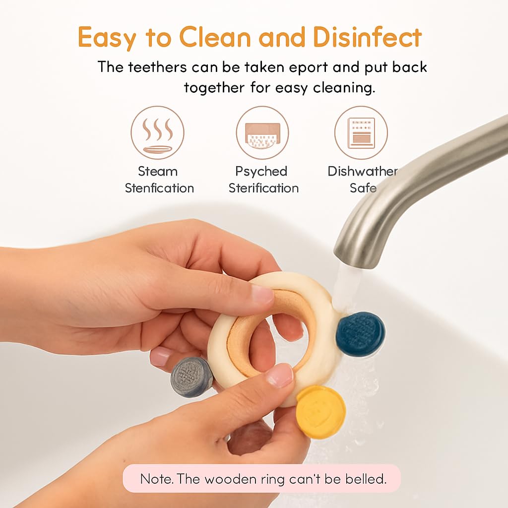 Silicone & Wooden Baby Teether