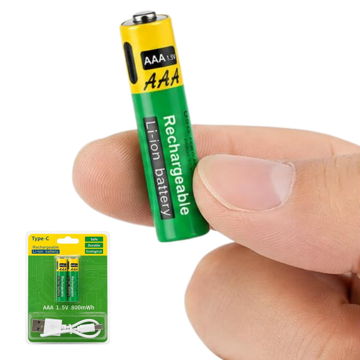 2 Pcs Type C Rechargeable Batteries