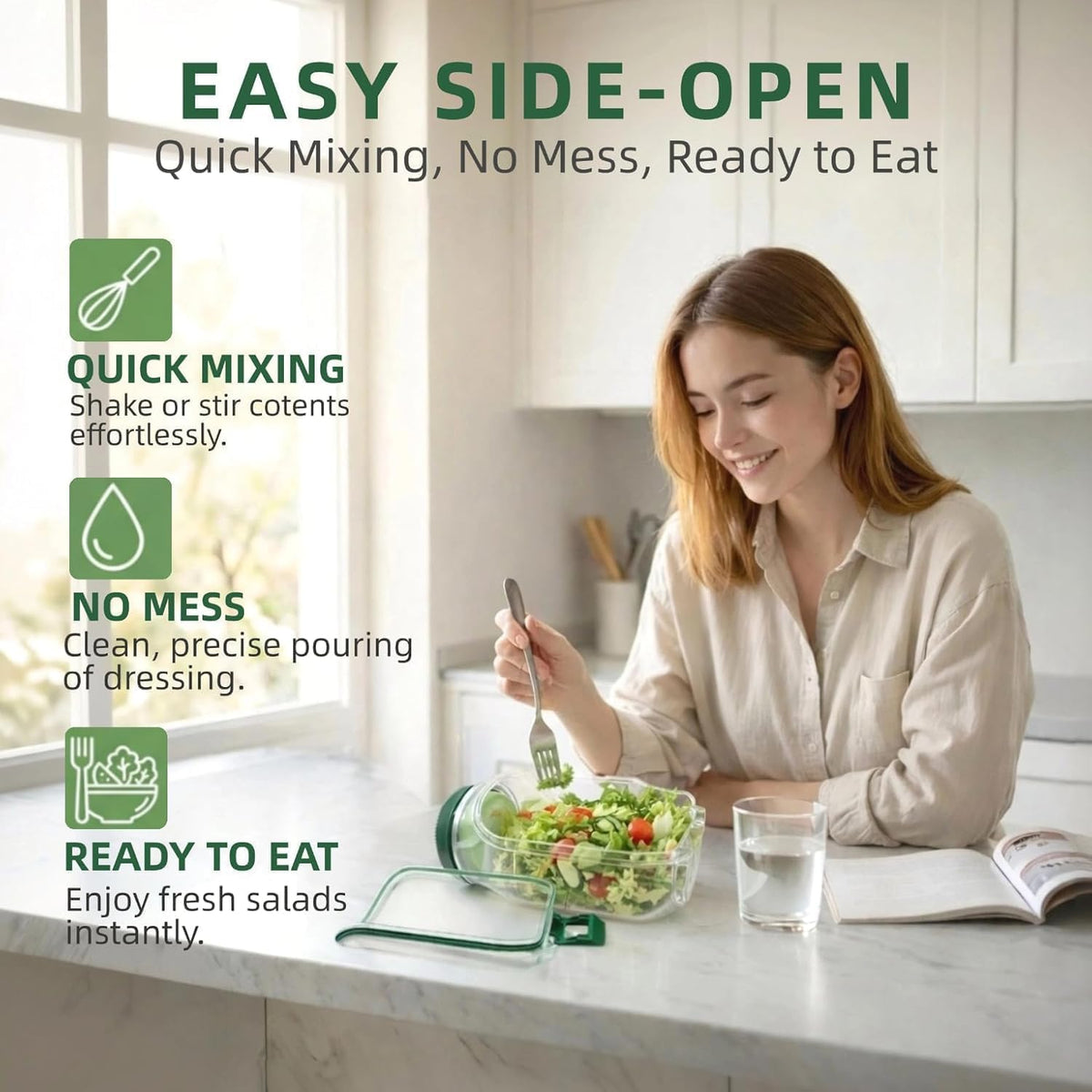 Portable Salad Jar with Side Opening