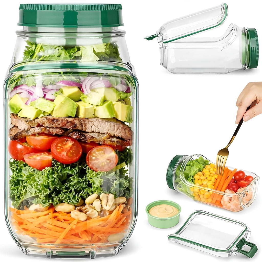 Portable Salad Jar with Side Opening