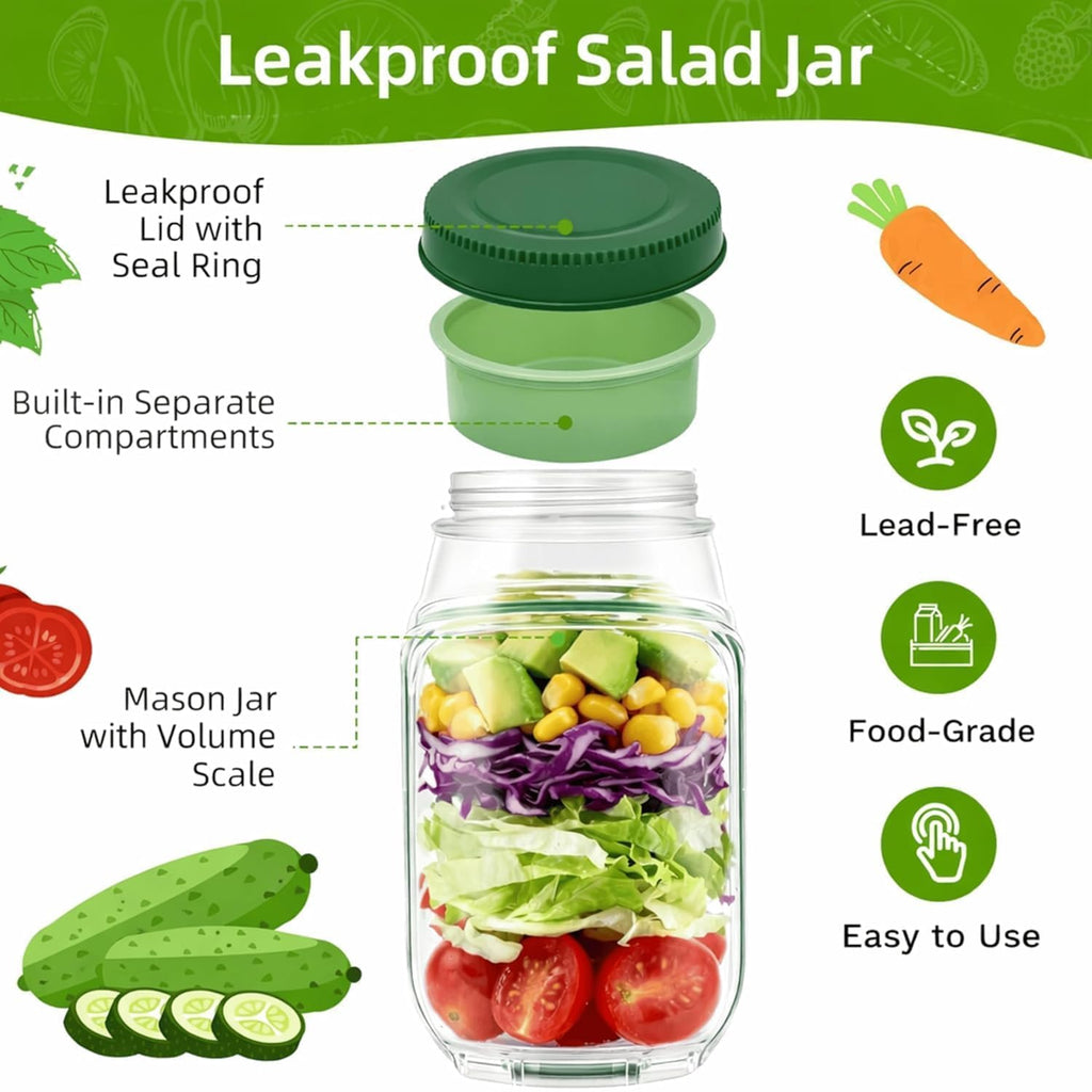 Portable Salad Jar with Side Opening