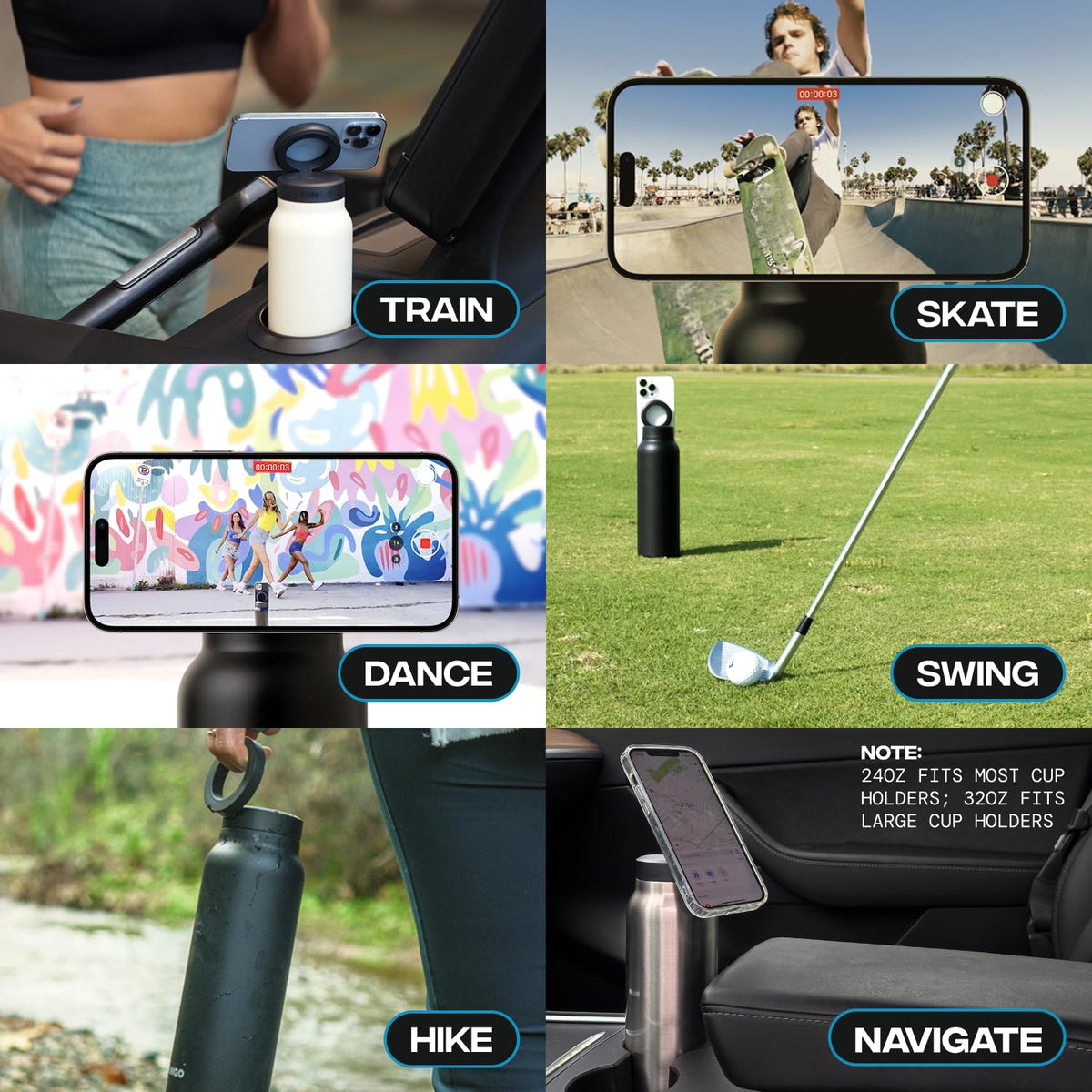 Stainless Steel Magsafe  Water Bottle With Magnetic Phone Tripod