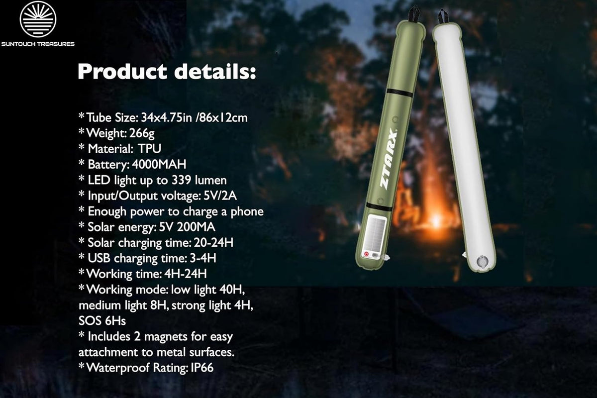 Inflatable Solar Tube Lantern air Solar and USB Rechargeable
