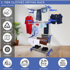 3 Stage Clothes Stand for Drying with Wheels