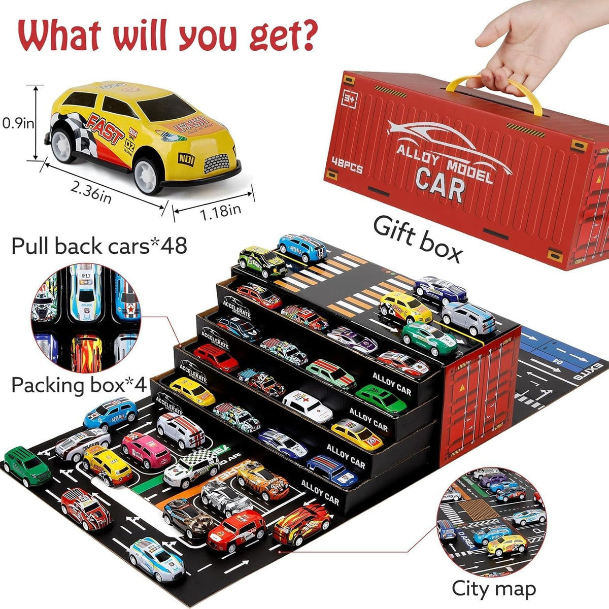 48 PCS colorful mini alloy die-cast racing cars
