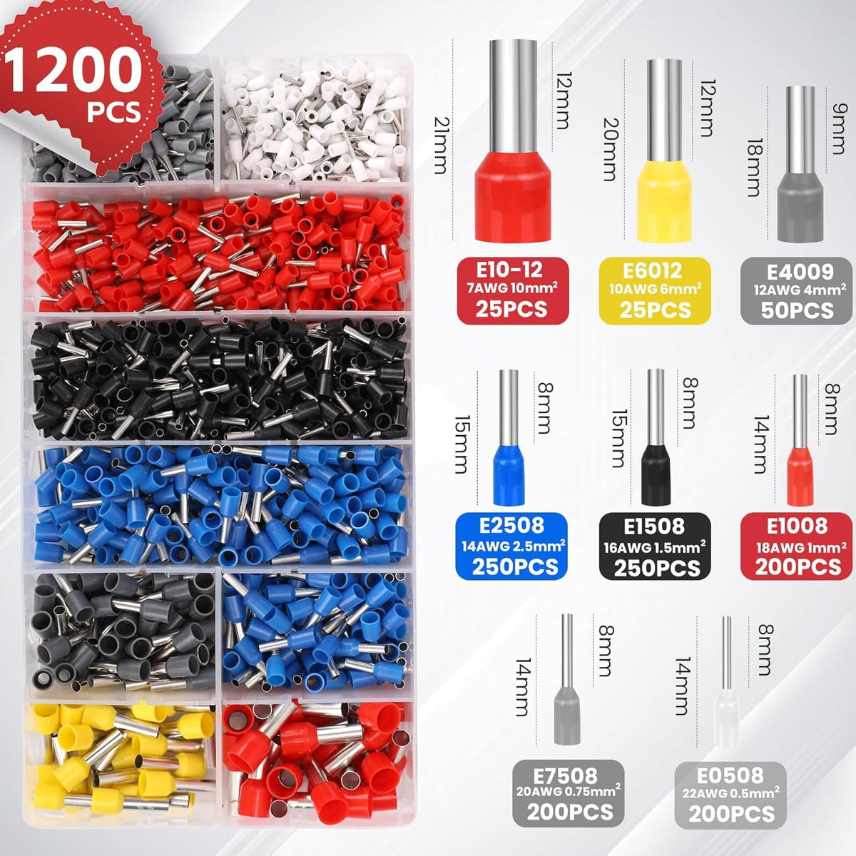 Ferrule Crimping Tool Kit with 1200PCS