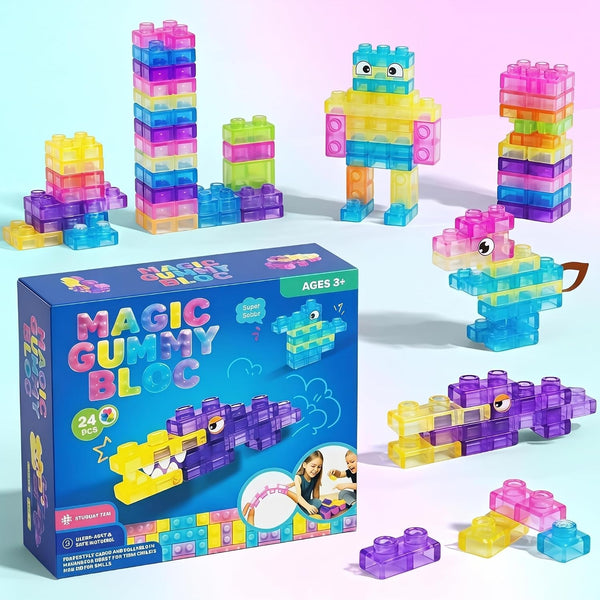 24 Pcs Soft Magic Gummy Building Blocks