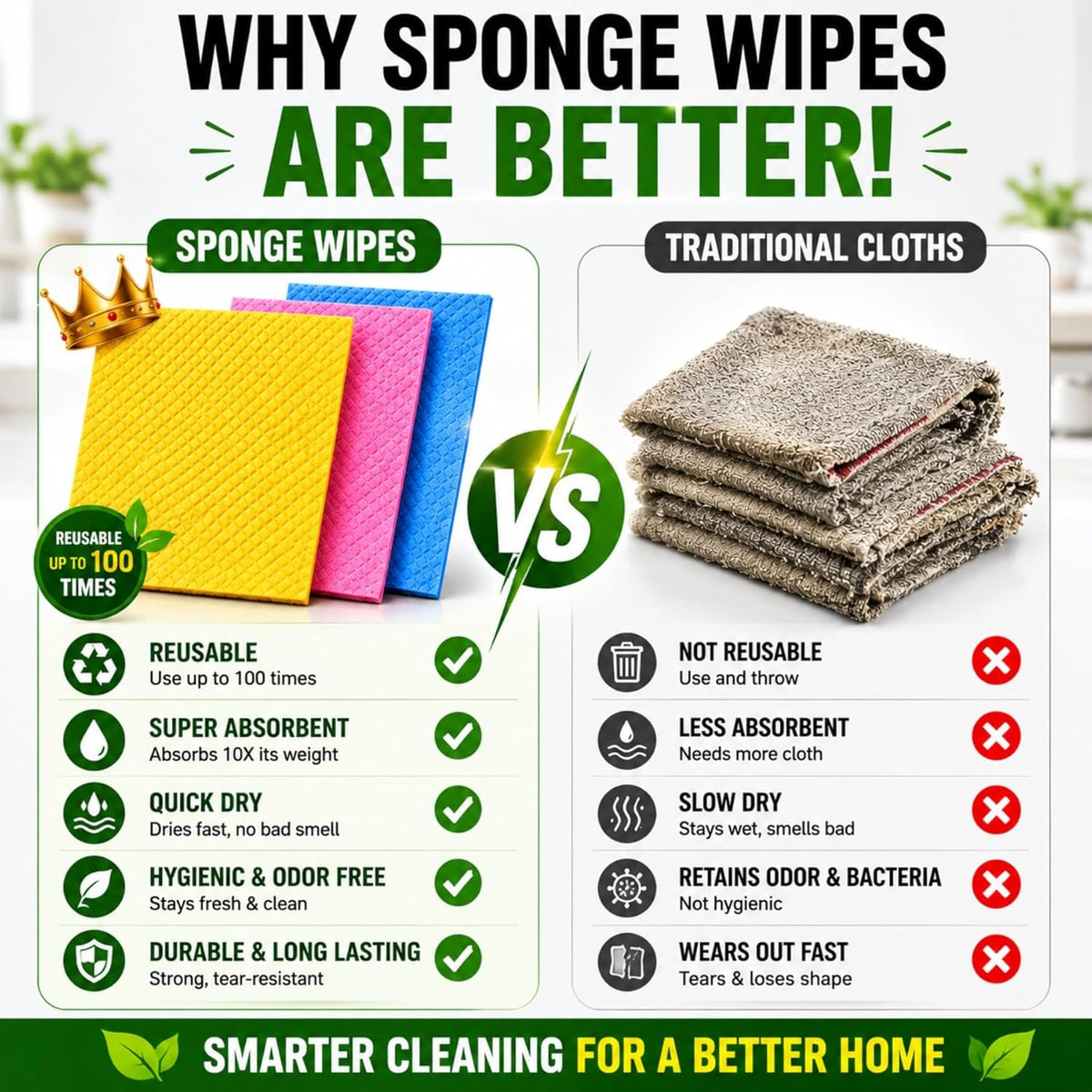 Reusable Cellulose Sponge Wipes