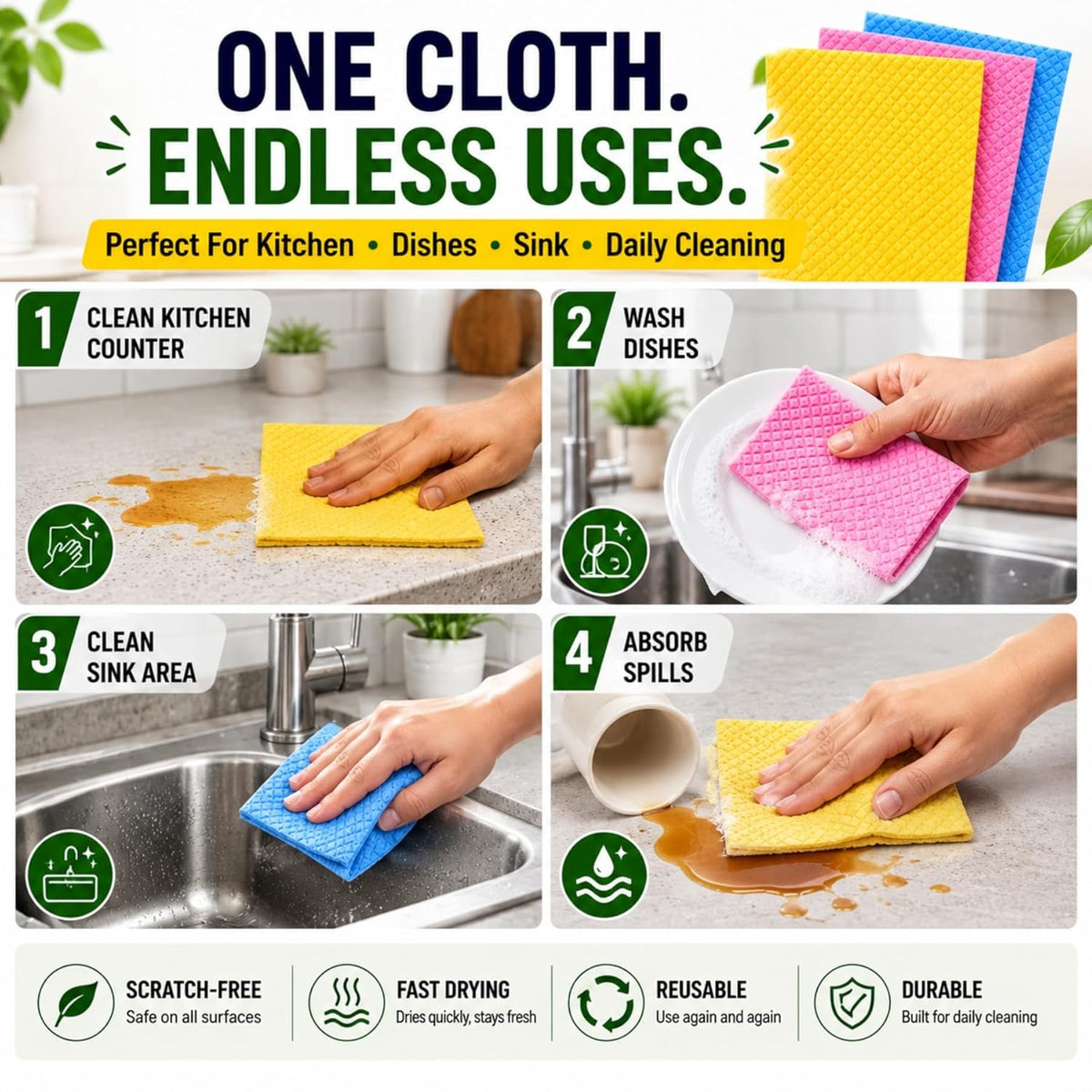 Reusable Cellulose Sponge Wipes