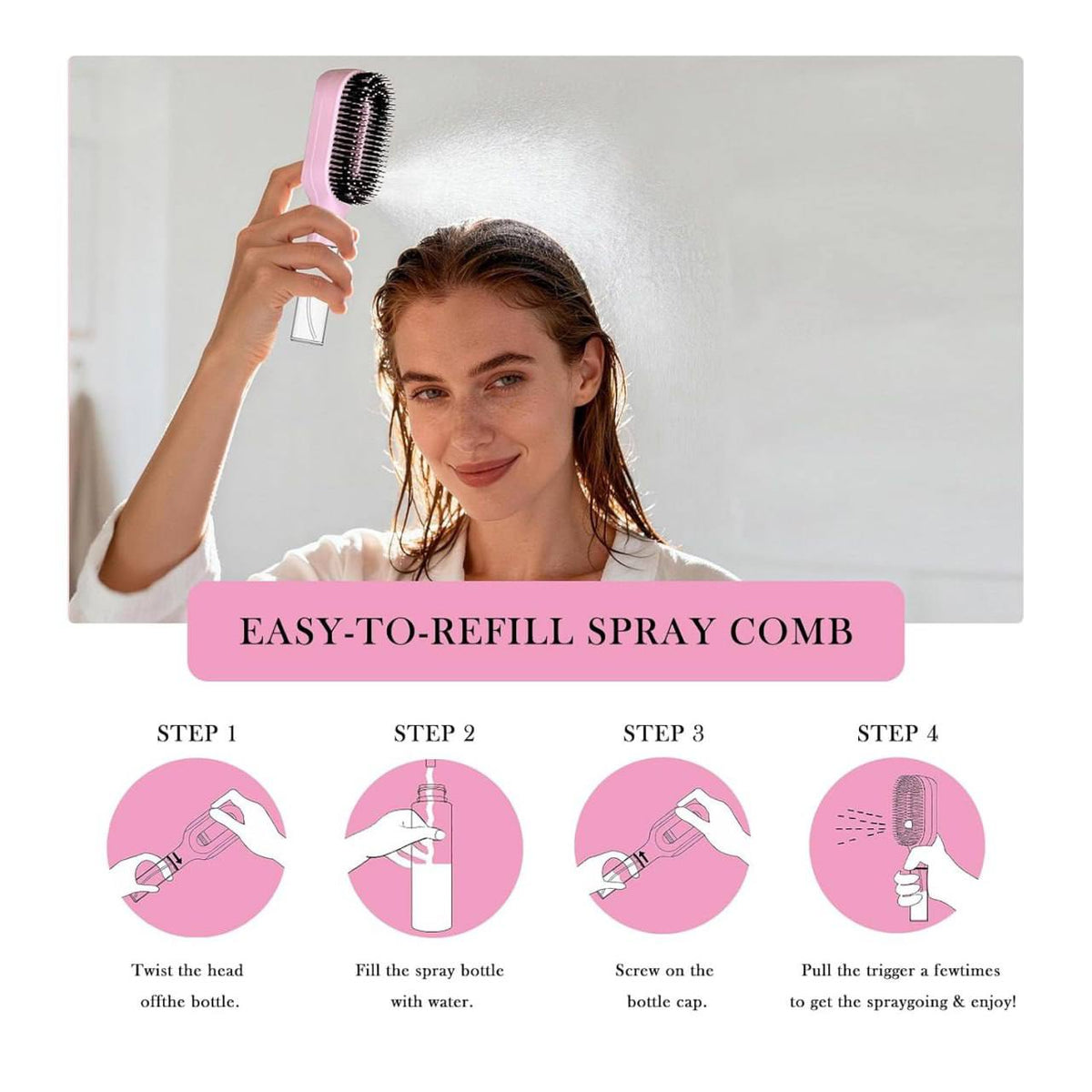 2 in 1 Spray Comb and Detangling Hair Brush