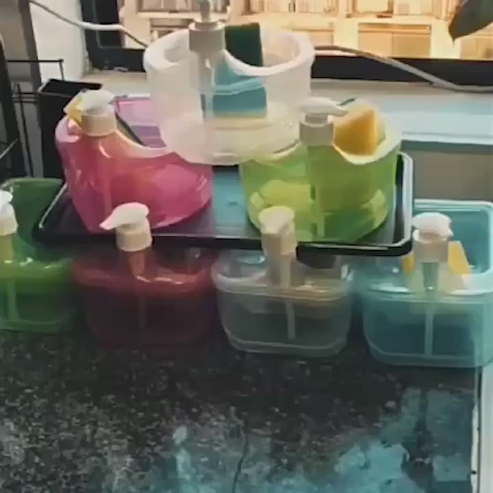 2 in 1 Liquid Soap Dispenser With Scrubber Sponge